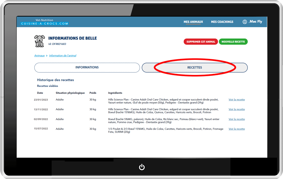 Mon compte cuisine-a-crocs: toutes les recettes de mon animal